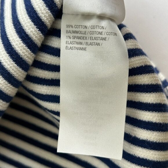 C Wonder Dress Womens Size M Navy White Striped Lace Up Textured Shift Nautical - Picture 8 of 13